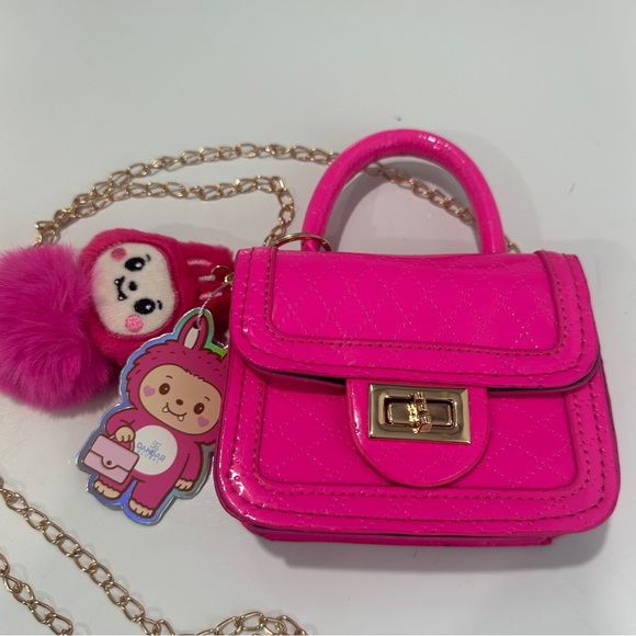 NWT Hot Pink Mini Quilted Handbag with Chain - Picture 3 of 5